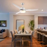 Ventilatore da Soffitto con Luce LED a 3 Modalità con Telecomando, 6 Velocità, Φ132x40cm