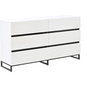Madia con 6 cassetti - per soggiorno - 140 x 39.5 x 78.5 cm - bianco e nero