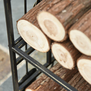 Portalegna per Camino 51,5x33x77 cm in Ferro Battuto Nero