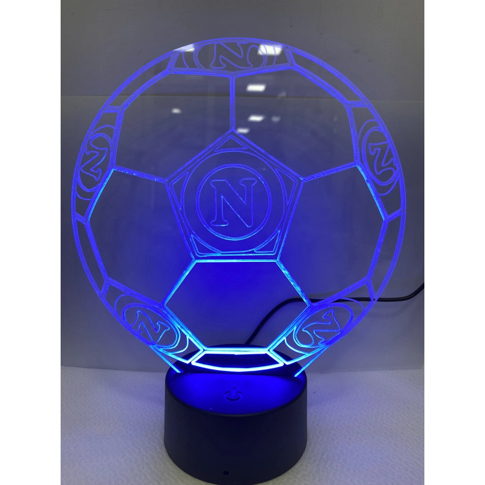 Trade Shop - Lampada Da Tavolo A Batterie Usb Pallone Calcio Con Stemma Logo Napoli Calcio -