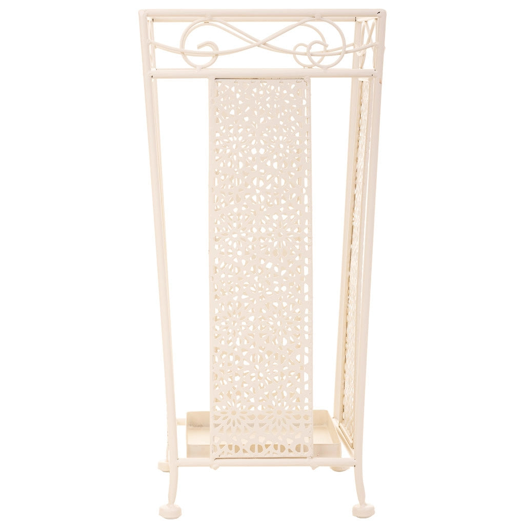 Portaombrelli quadrato in ferro battuto bianco 24x24x45h cm