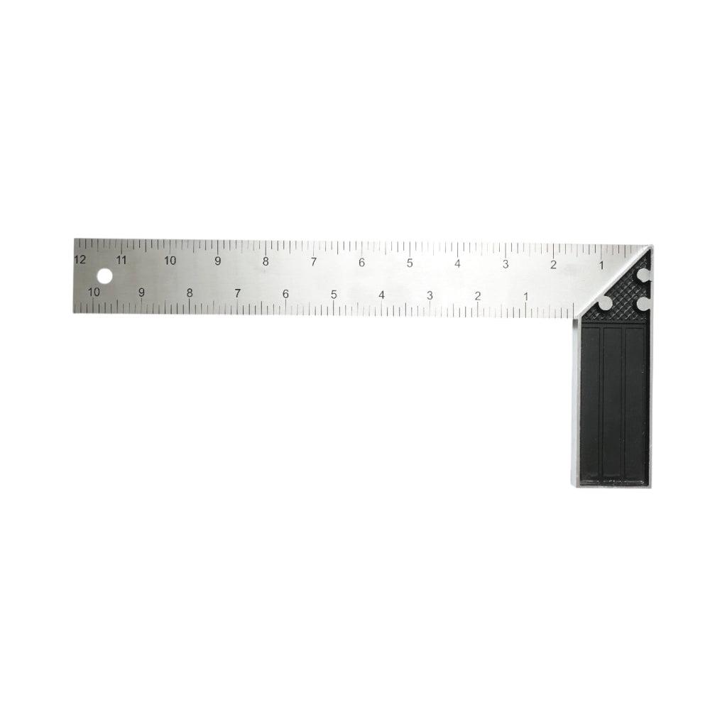 Squadra da carpentiere professionale Crownman, 300 mm/12 pollici, manico in alluminio, righello in acciaio al carbonio.