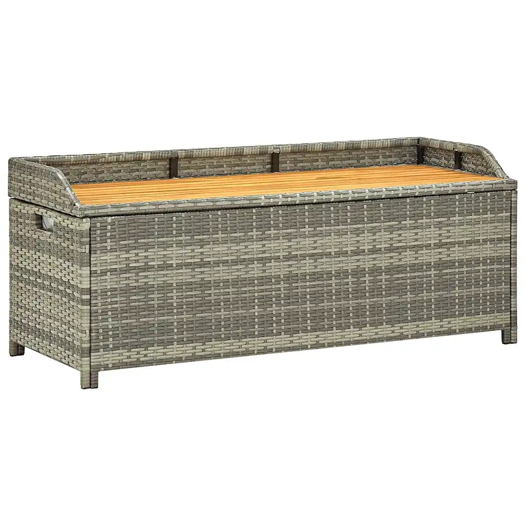 Panca da Giardino con Vano Portaoggetti 120cm Polyrattan Grigio 46481