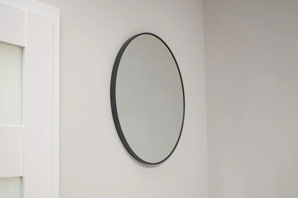 Specchio rotondo VALORA con cornice nera per bagno e soggiorno 80 cm