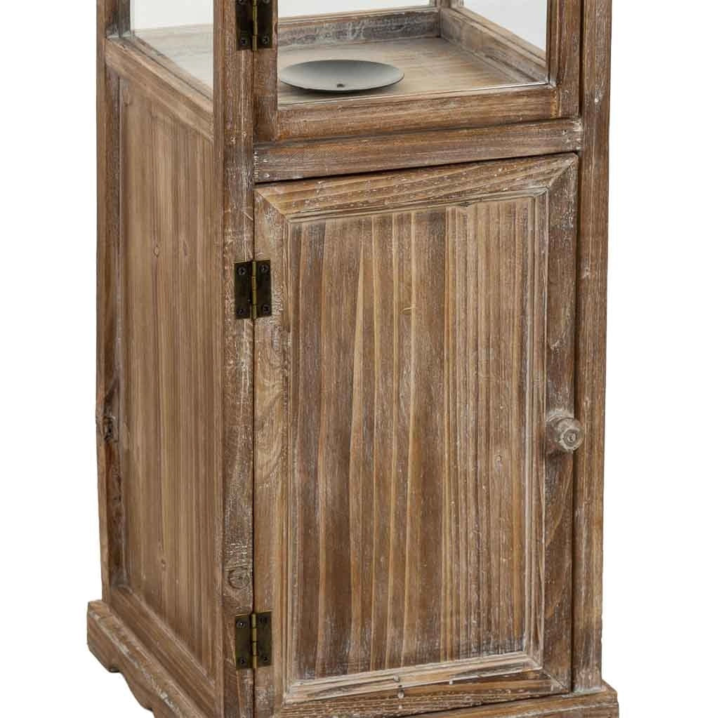 Lanterna in legno marrone 26x26x102,5h cm