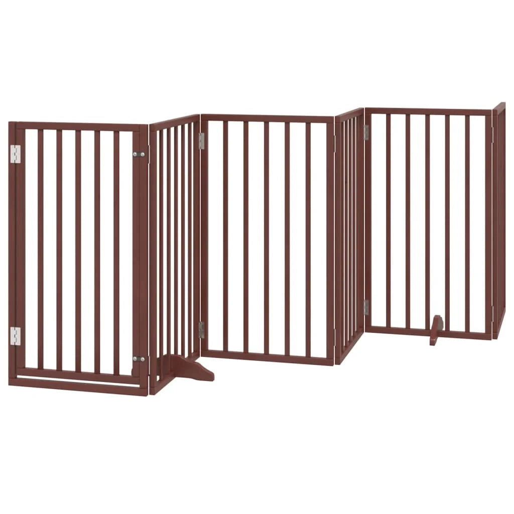 Cancelletto di sicurezza per animali domestici porta pieghevole 12 pannelli lunghezza 600 cm legno di pioppo marrone 02_0023144