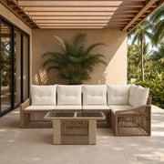 Set Divano da Giardino 6 pz Beige e Bianco Crema polyrattan 3437250