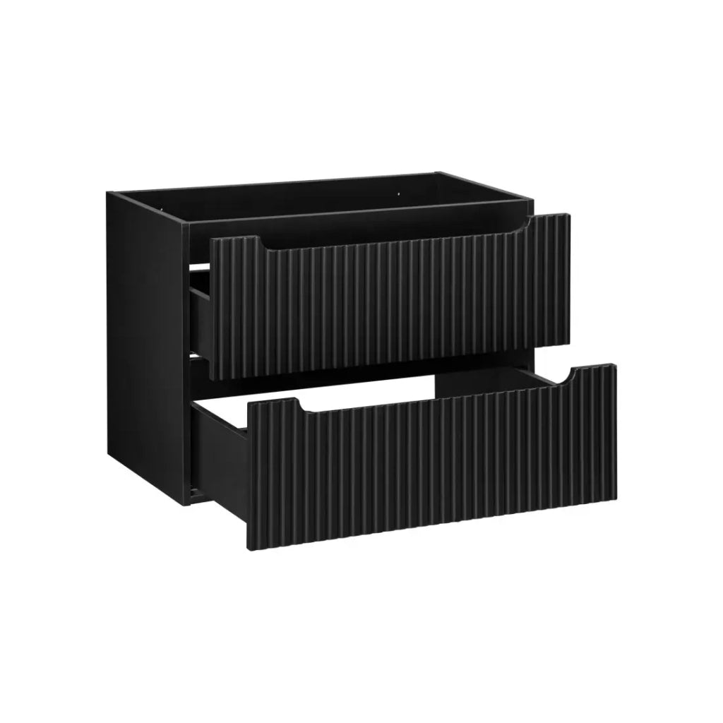 Mobile sotto lavabo da bagno VANO – 2 cassetti – Nero opaco – L80 × P39 × H57 cm – Da appendere