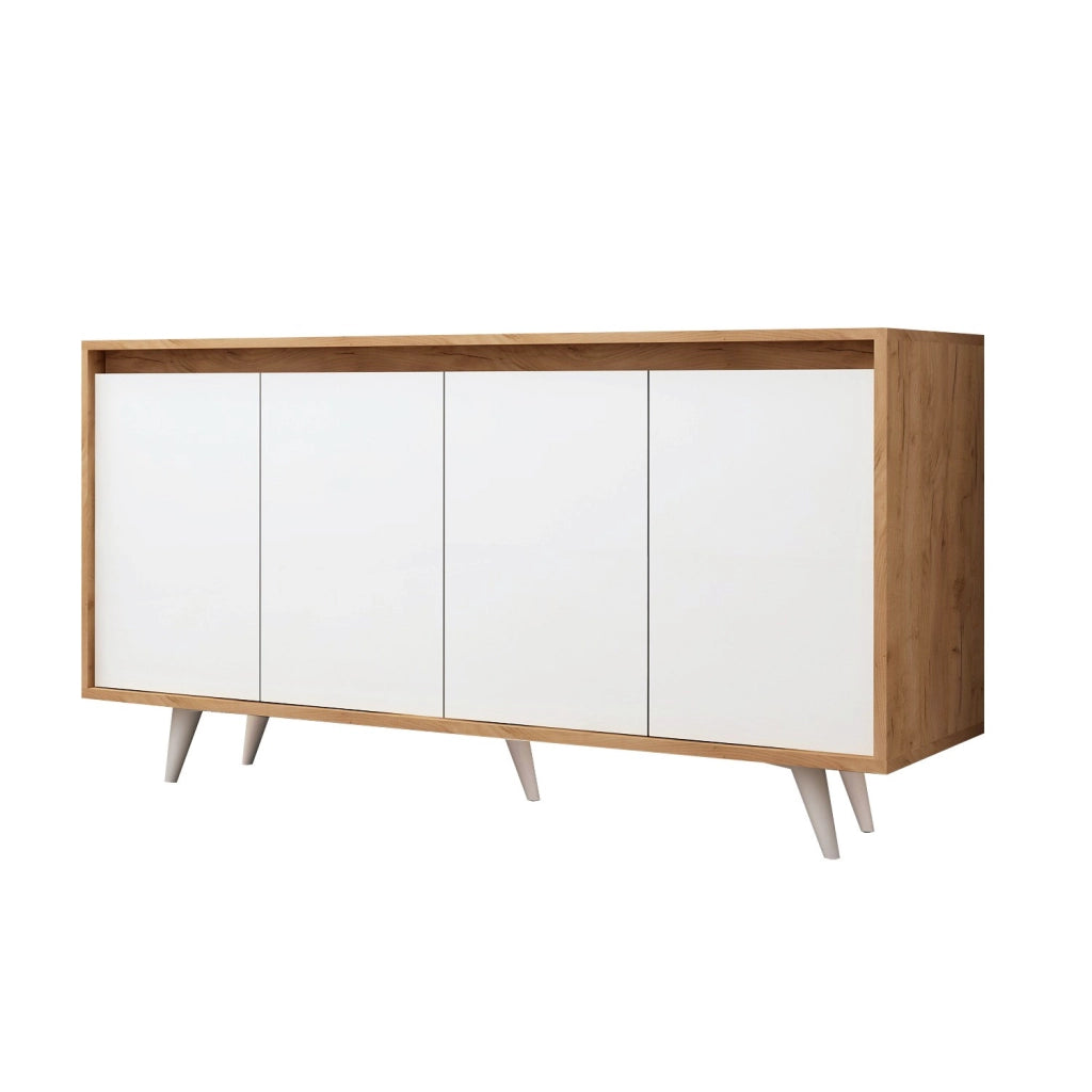 Credenza in legno "Shans" - 140 x 40 x 86 cm - Bianco