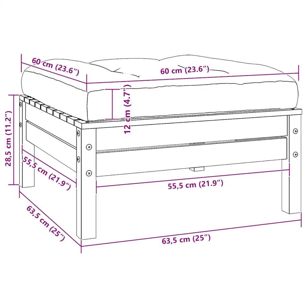 Sgabello da Giardino Antracite con Cuscino Grigio Legno di Pino 806642