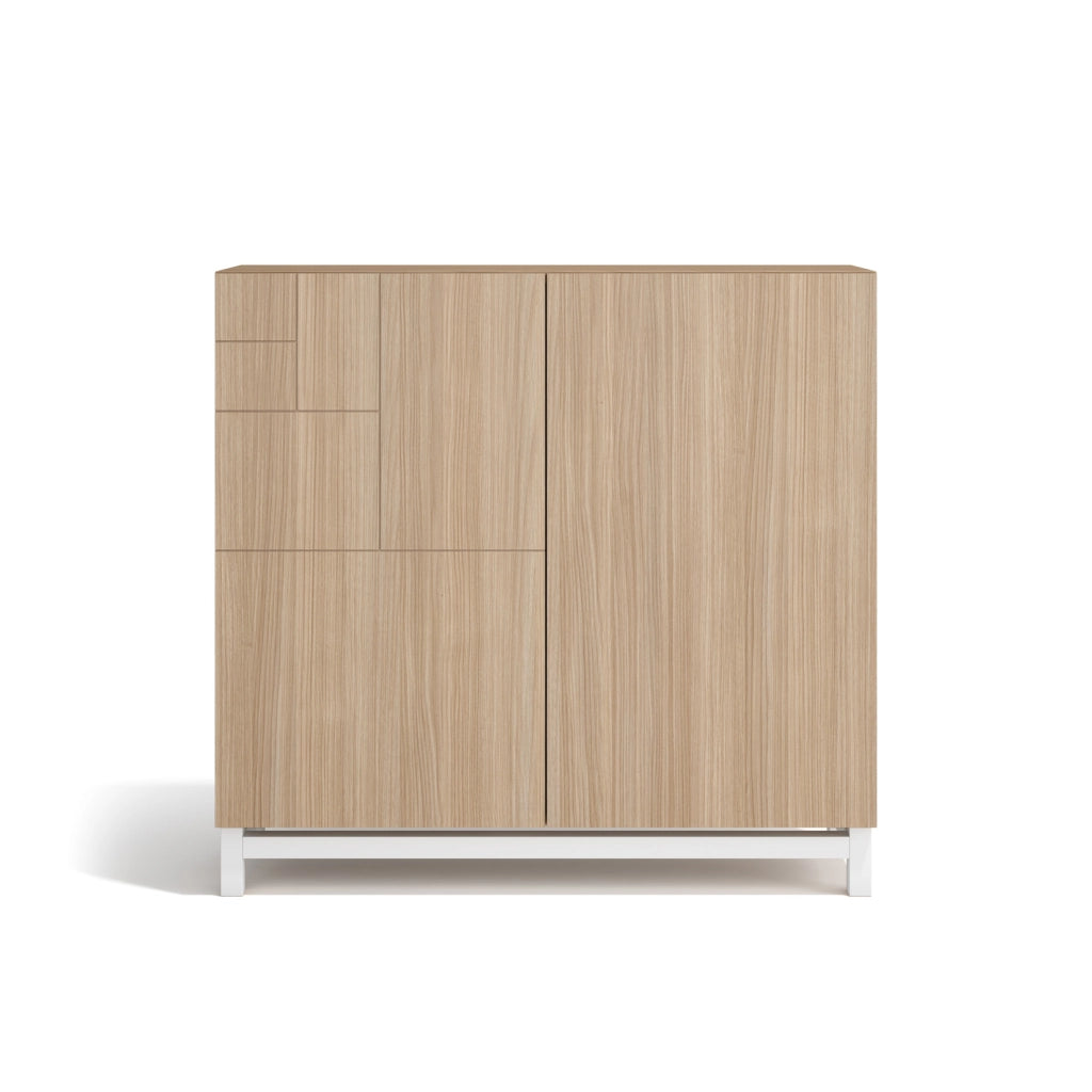 Scarpiera Herdasa effetto noce chiaro gambe bianche 90x90x27