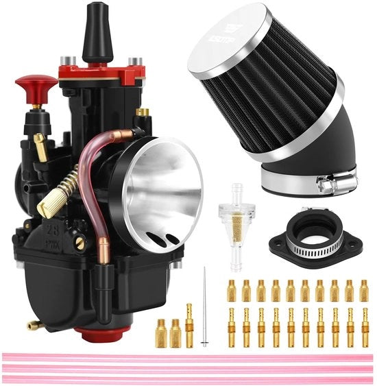 Kit di Accensione per Motori a Carburatore - 26 mm - Kit di Rilievo - Filtro d'Aria - Aste di Accensione 10 pezzi - Piloti Lenti 10 pezzi - Lega di Alluminio - Carburatore per Motori