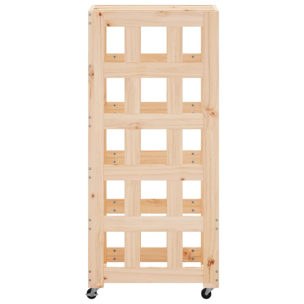 Portalegna con Ruote-Scaffale per Legna 40x49x110 cm Legno Massello di Pino