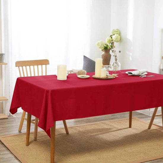 Telaio da tavolo unifamiliare con effetto loto in poliestere per protezione da acqua e resistenza al lavaggio, per sala da pranzo, dimensioni 130x130cm, colore rosso.