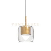 MIRO-S1 OS Lampada a sospensione 1 luce in vetro cristallo e montatura colorata ottone spazzoalto attacco GX53 senza base