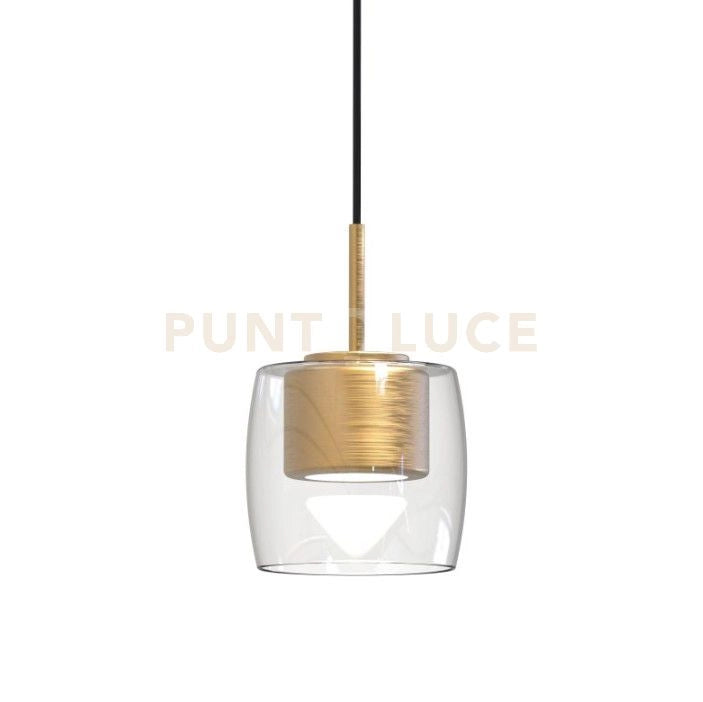MIRO-S1 OS Lampada a sospensione 1 luce in vetro cristallo e montatura colorata ottone spazzoalto attacco GX53 senza base