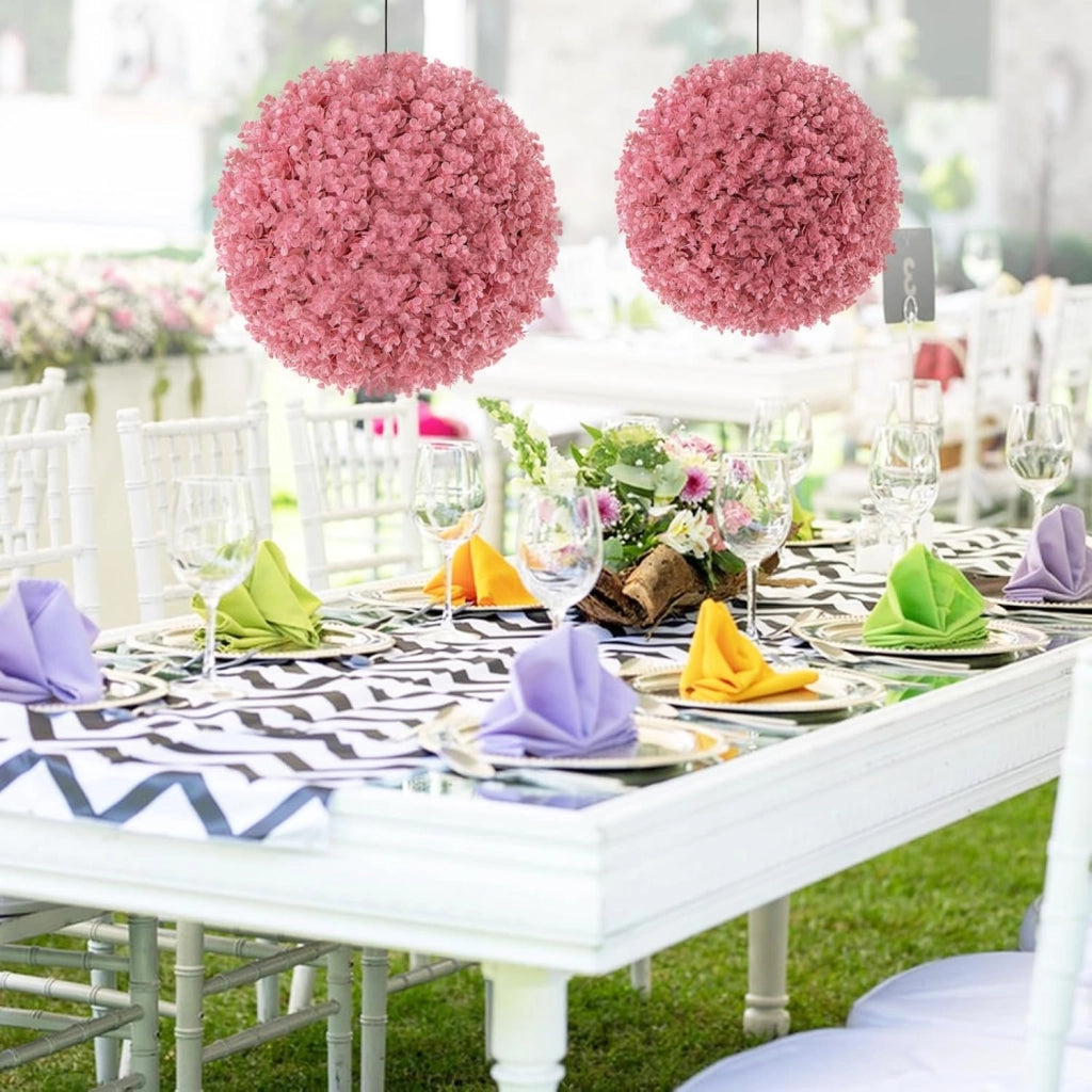 2 sfere di bosso, 44 cm, pianta artificiale di eucalipto, a forma di bosso, resistenti ai raggi UV, piante artificiali, palline decorative, per matrimonio, giardino, casa
