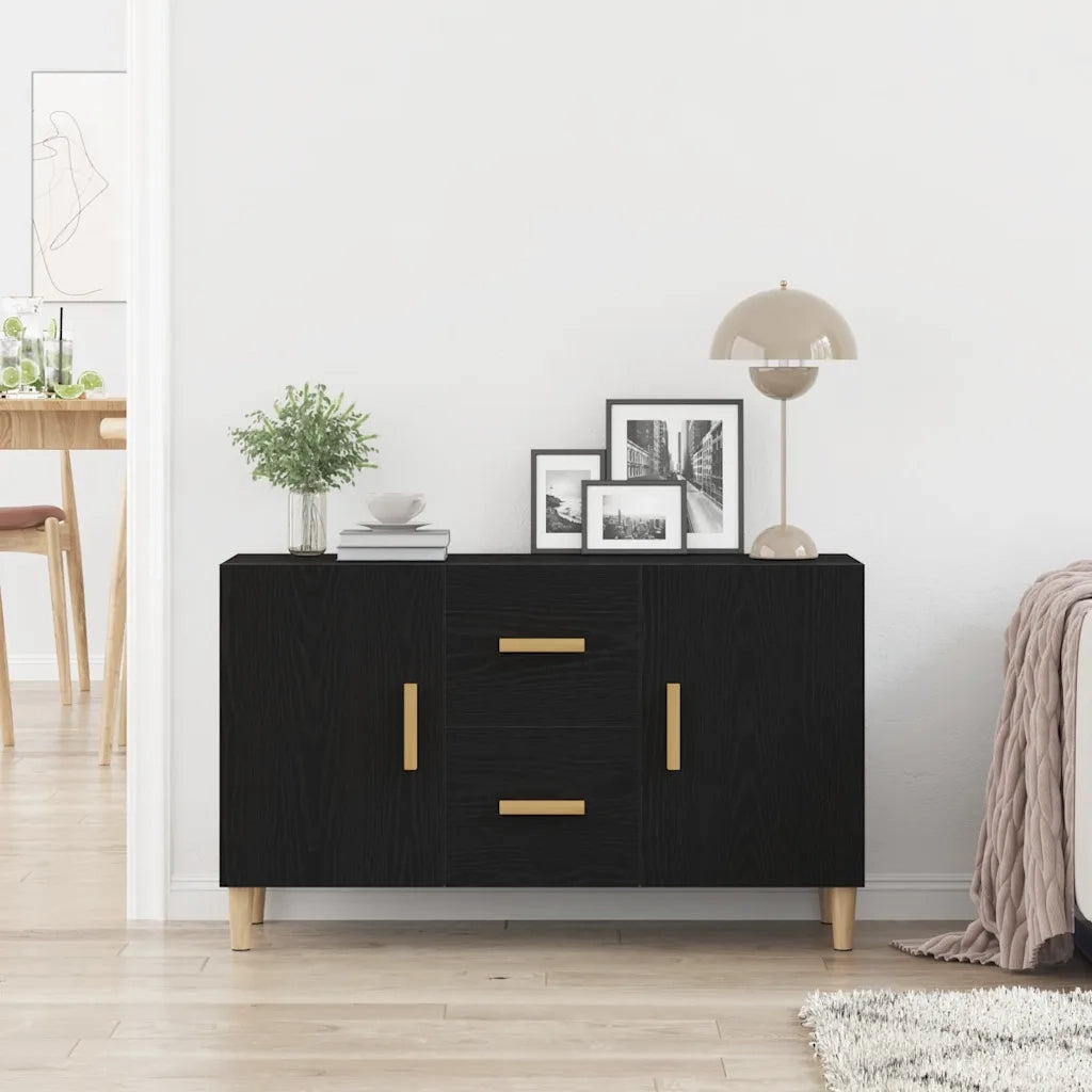 Credenza Rovere Nero 100x36x60 cm in Legno Multistrato 862094