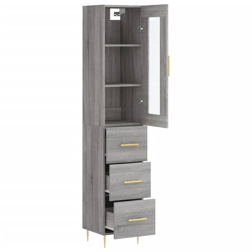 Buffet credenza cassettiera armadio mobile contenitore organizer cucina soggiorno salotto rovere Sonoma alto 34,5 x 34 x 180 cm legno ingegnerizzato grigio 02_0035219