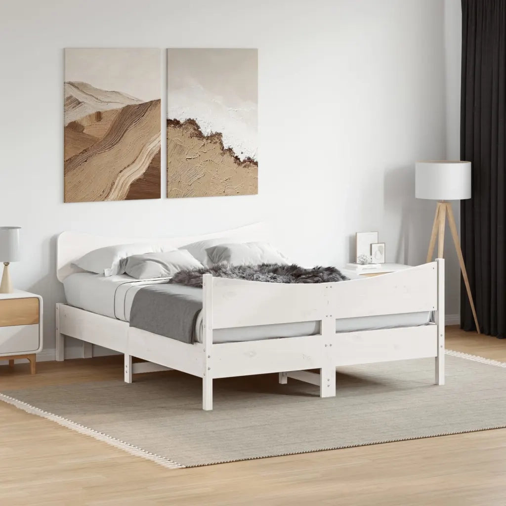 Giroletto senza Materasso Bianco 160x200 cm Legno Massello Pino 3216376