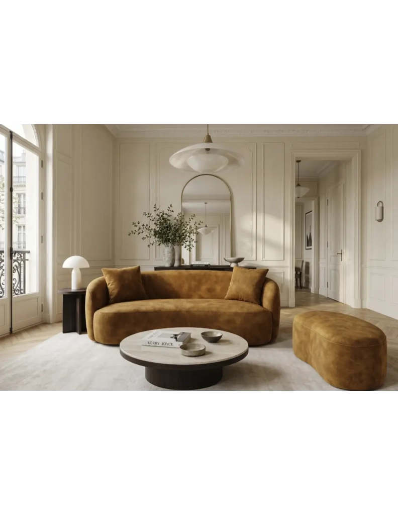 Divano dritto NYJY 2 posti in velluto - Giallo senape - 178 x 67 x 70 cm
