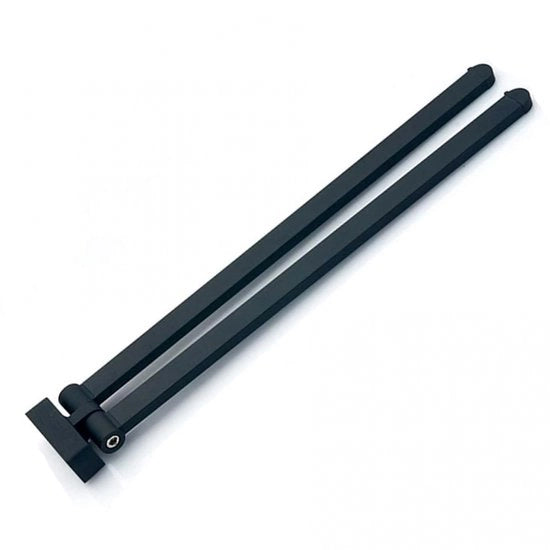 Asciugamani a spazzolo 2-braccia - 42 cm - Nero - Asciugamani a spazzolo bagno - Asciugamani a muro - Rotativo - Appeso