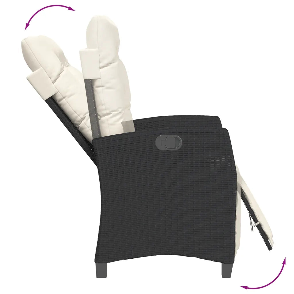 Set da Bistrò 3 pz con Cuscini Nero in Polyrattan