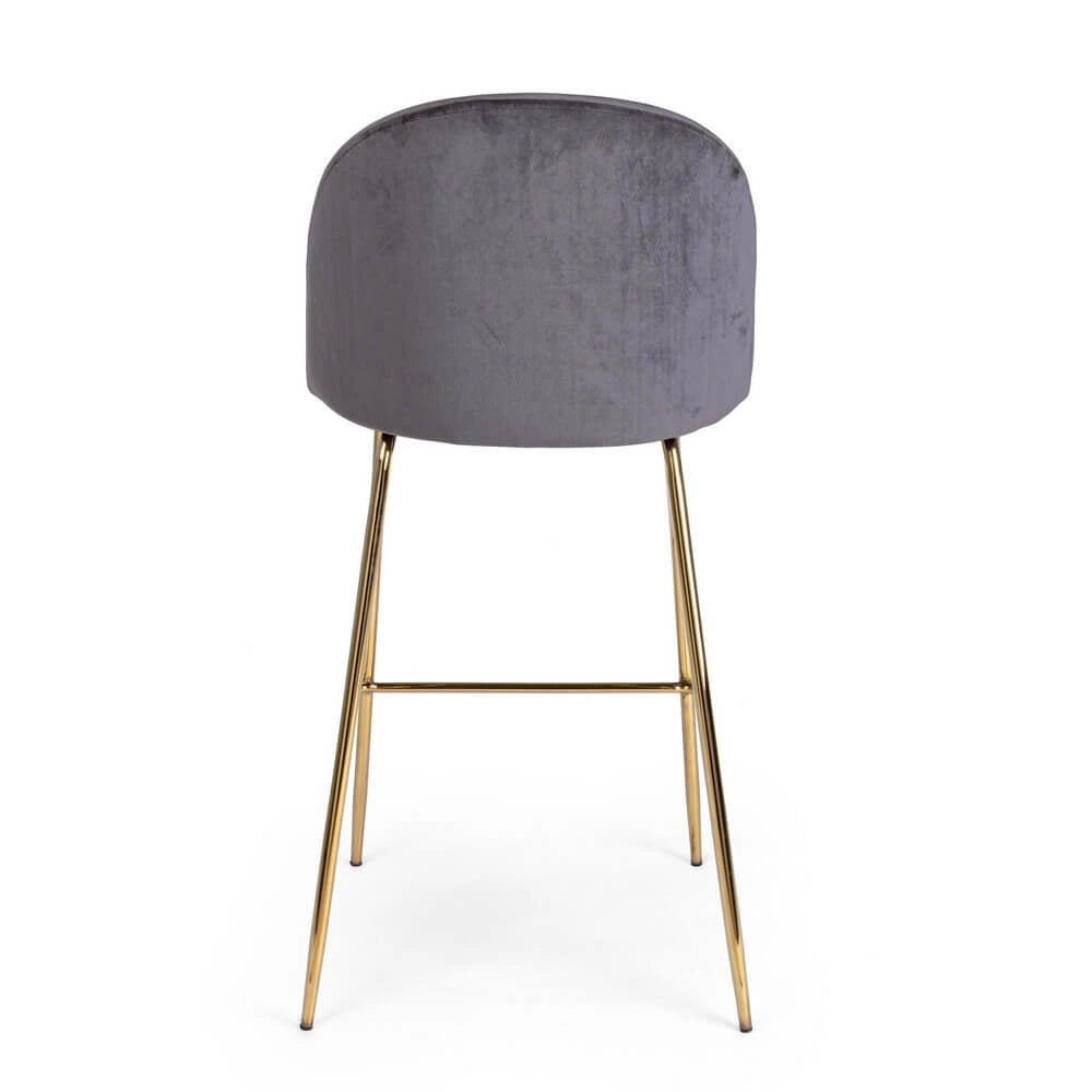 Set di 2 Sgabelli Bar in Velluto con Gambe Dorate - SIMON