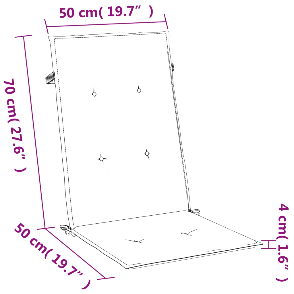 Cuscini Sedia Schiena Alta 2 Blu MÃ©lange 120x50x4 Tessuto