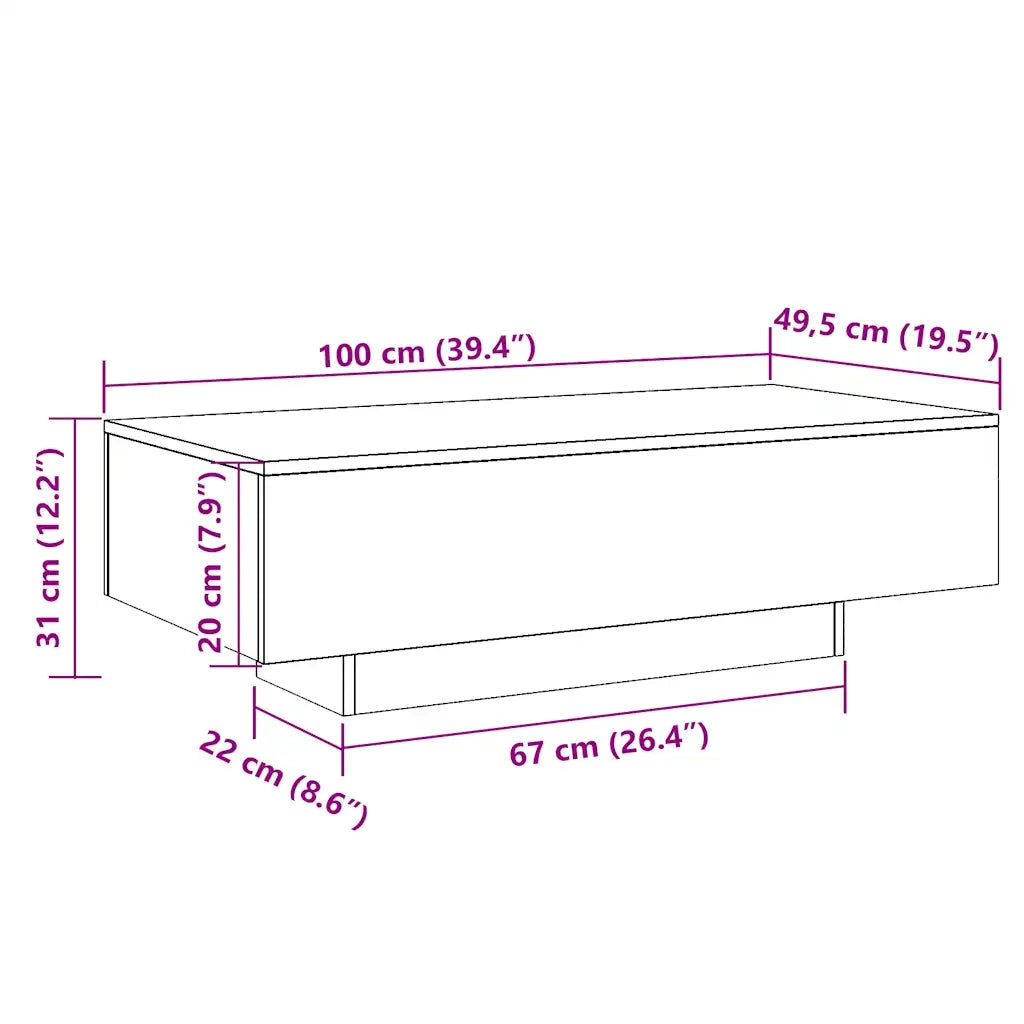 Tavolino Salotto Legno Antico 100x49,5x31 cm Legno Multistrato 856404