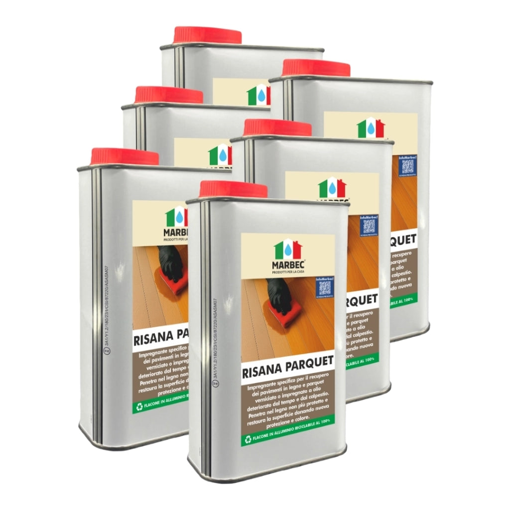 Impregnante rigenerante per pavimenti in legno interni rinnova e protegge RISANA PARQUET 1LTx6PZ