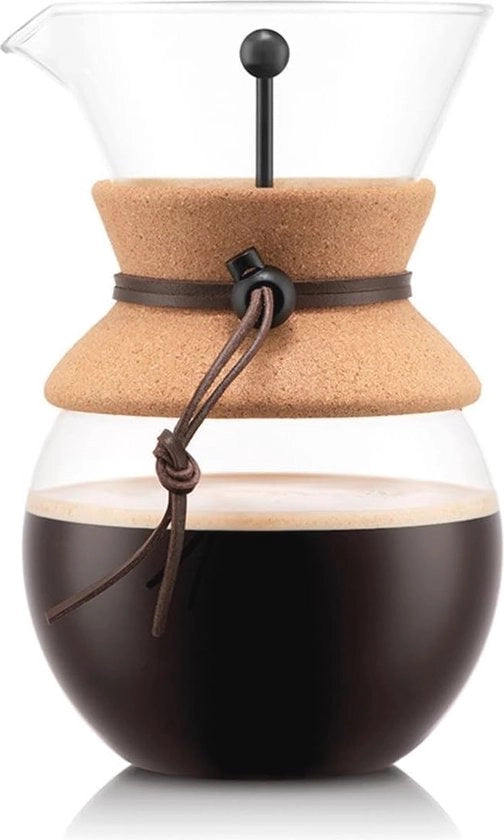 Caffettiera a Filtraggio a Fiamma con Filtro Permanente - 1 L, Translucido, Acciaio Inossidabile, Vetro Borosilicato