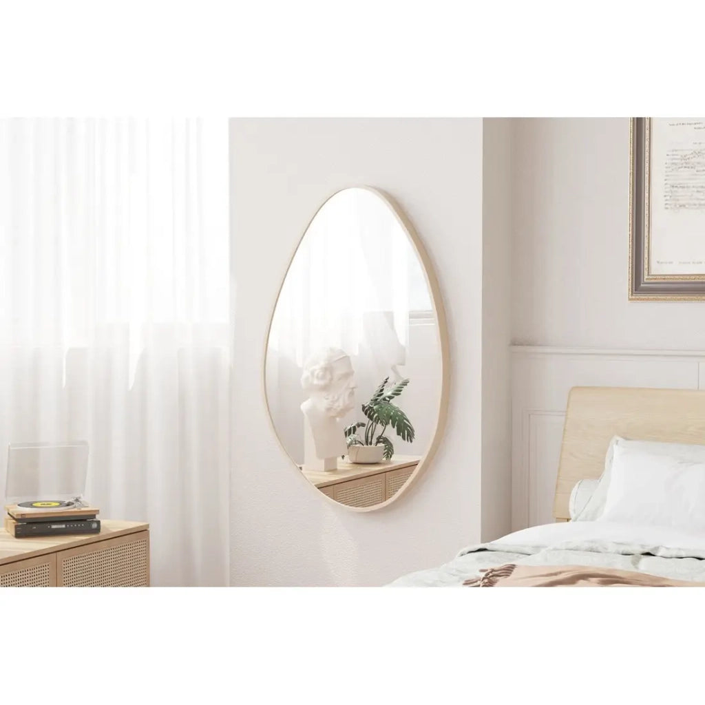 Miroir asymétrico NARA – 50x80 cm – Finitura rovere invecchiato – MDF decorativo in legno – Design organico e moderno