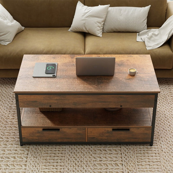 Tavolino da caffè con finitura marrone, con misure 100x48x50 cm.