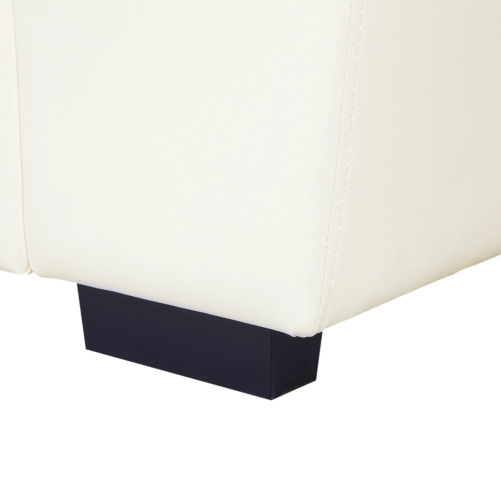 Divano da soggiorno in ecopelle a 2 posti color bianco sporco sofa moderno