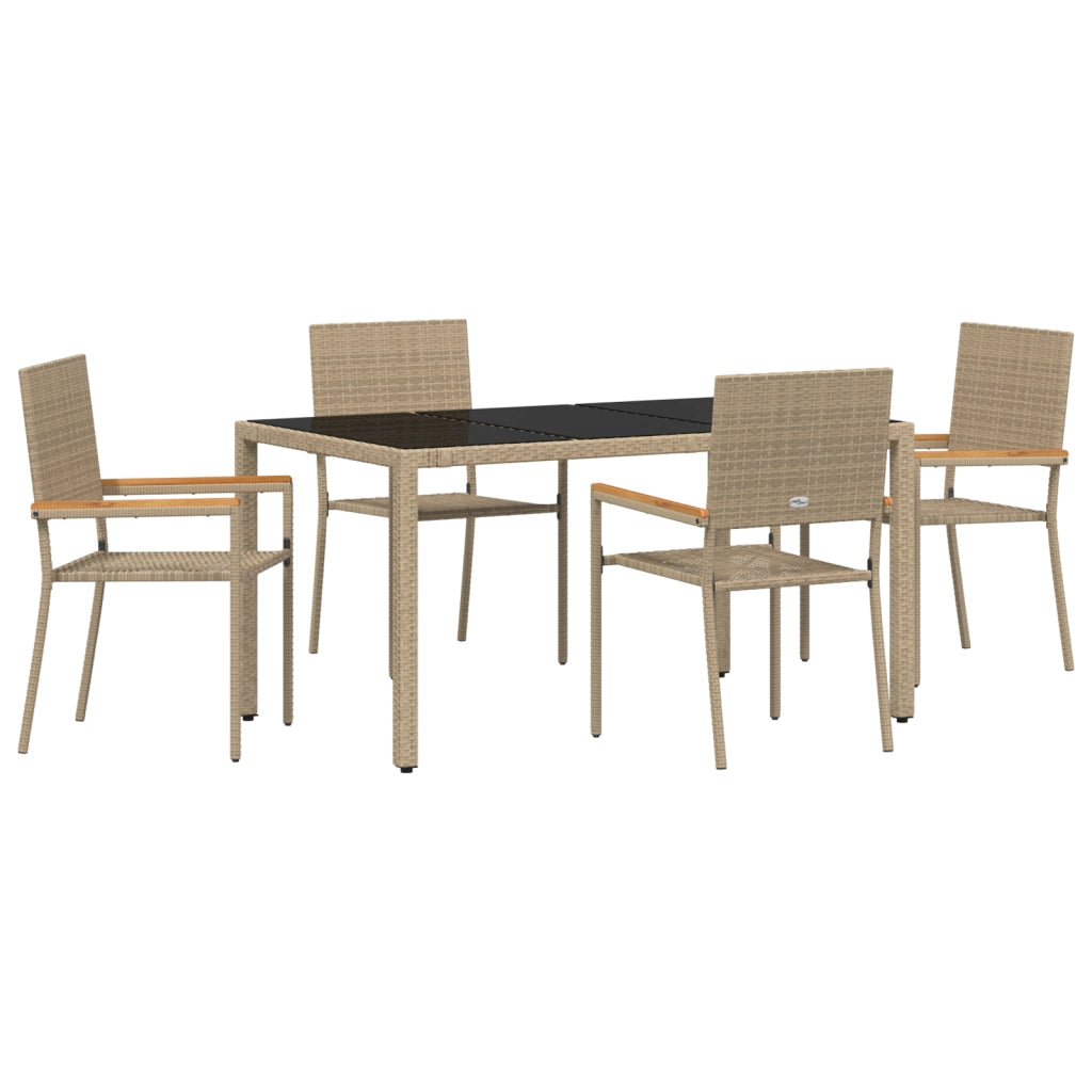 Set pranzo giardino  5 pezzi Beige Poly Rattan