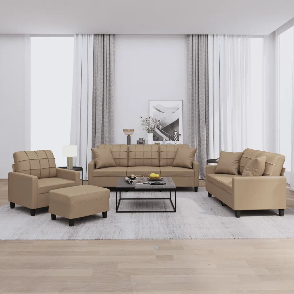 Set di Divani 4 pz con Cuscini Cappuccino in Similpelle 3201357