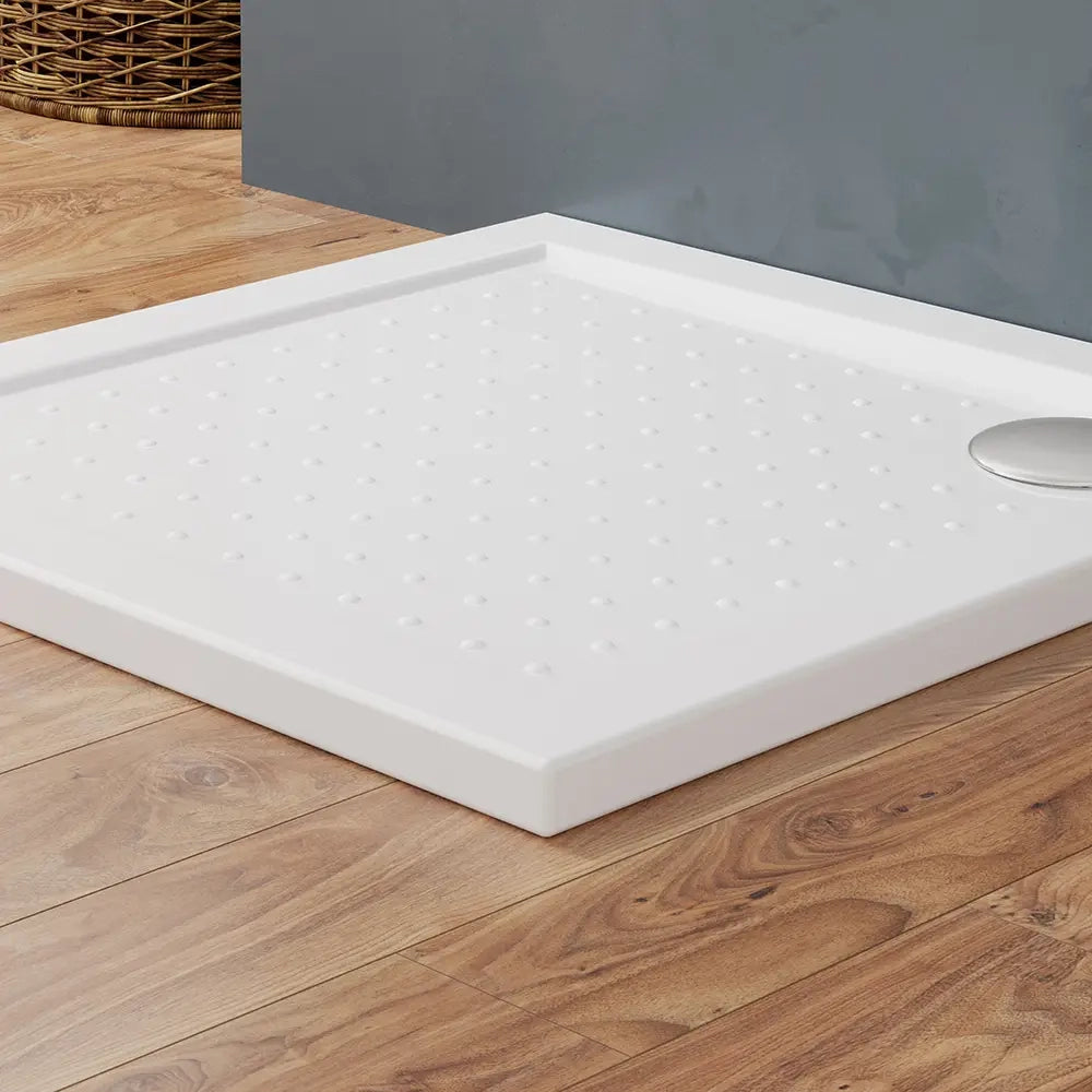 Piatto doccia 70x70 in acrilico bianco lucido design antiscivolo | Tikos