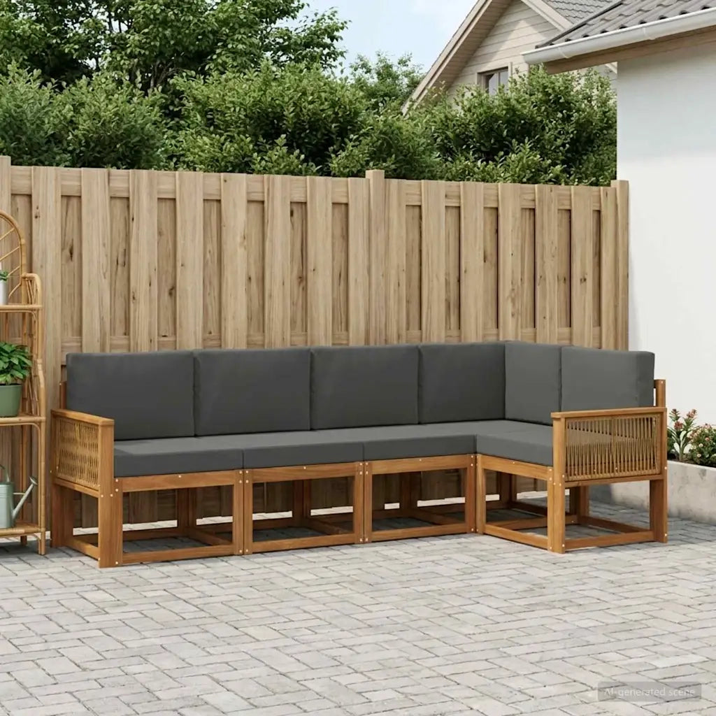 Set di divani da esterno 5 pcs Naturale e Antracite Poliestere