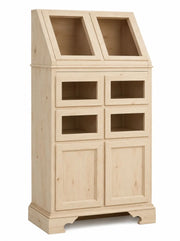 Dispensa legno 4 cassetti e 2 ante ribalta grezza l.82 p.44 h.153 (2138) - Mobili 2G