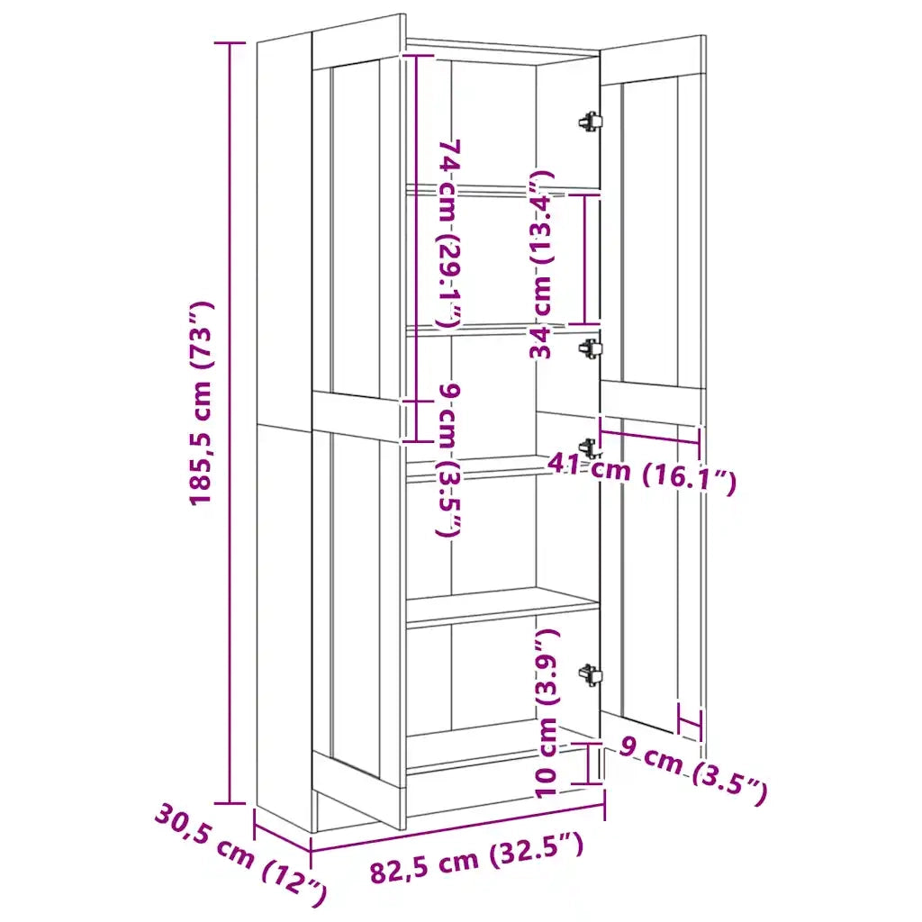 Libreria Nera 82,5x30,5x185,5 cm in Legno Multistrato 802733