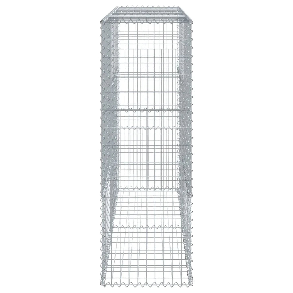 Gabbione recinto a gabbia muro di contenimento con coperchio 200 x 50 x 150 cm ferro zincato argento 02_0040144