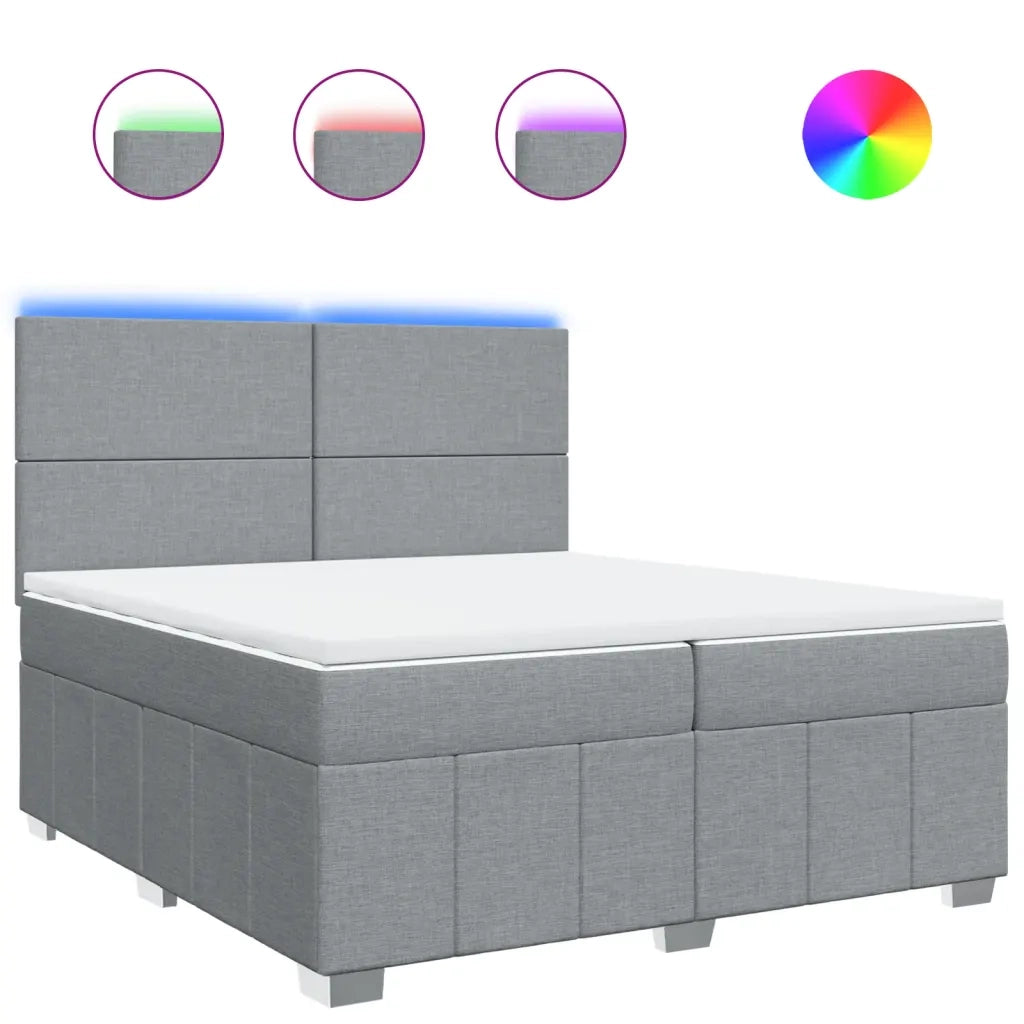 Giroletto a Molle con Materasso Grigio Chiaro 200x200cm Tessuto 3294068