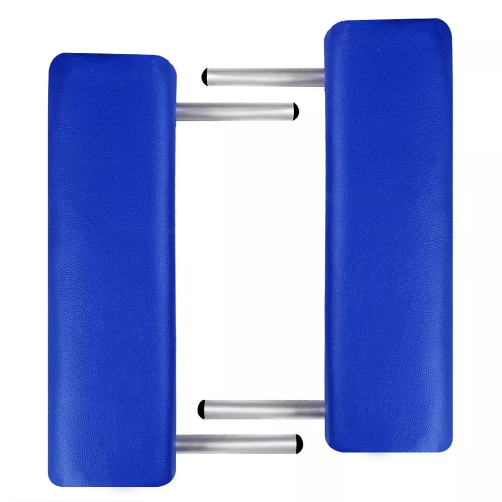 Lettino da massaggio pieghevole a 2 zone con struttura in acciaio inox blu 02_0001879
