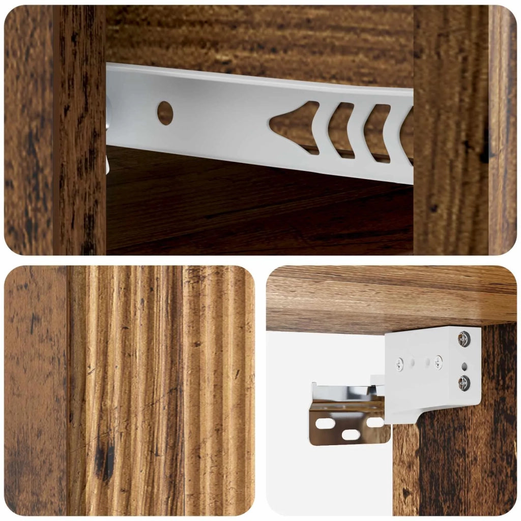 Mobiletto da notte a muro 2 pcs Legno antico 33 x 34,5 x 20 cm 898442