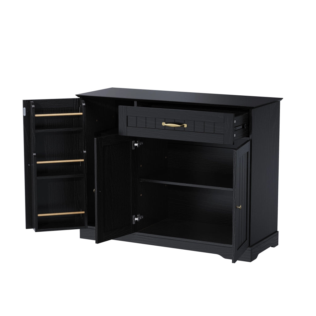 Credenza moderna con 3 ante e cassetto - Zephmum - Elegante, per soggiorno e ingresso (Nero)