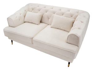 Divanetto 2 Posti Praga 146x71x86 cm in Poliestere Crema/Oro