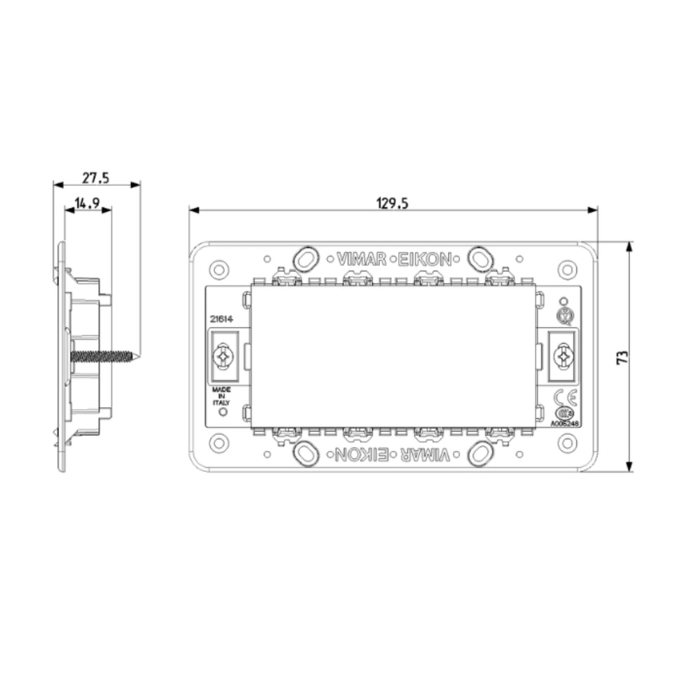 Vimar serie eikon supporto con viti plurimodulo installazione sicura e stabile *** numero posti 4 moduli, confezione 1
