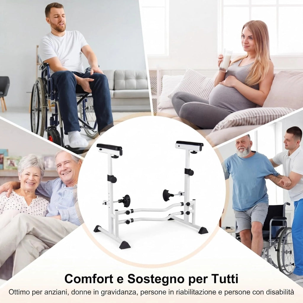 Ringhiera di Sicurezza per WC portata 136 kg, Barra Bagno Altezza e Larghezza Regolabili con Corrimano, Maniglione, Sedile Bagno Antiscivolo per Maggior Parte di WC per Anziani, Donne Incinte