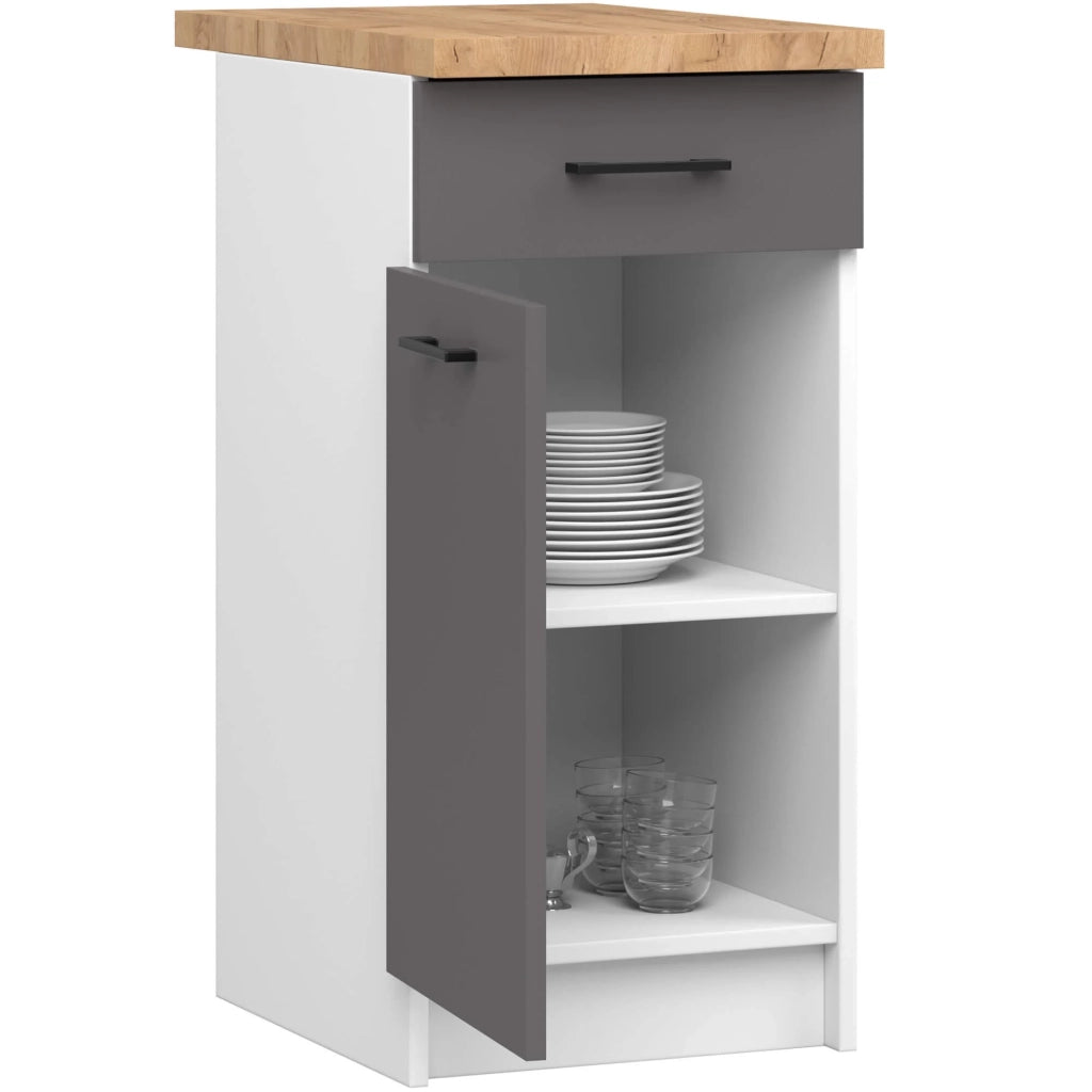 Mobile cucina modulare con piano di lavoro AKORD OLIWIA Bianco, Grigio Grafite 40 cm 1 anta 1 cassetto 40x46x85 cm